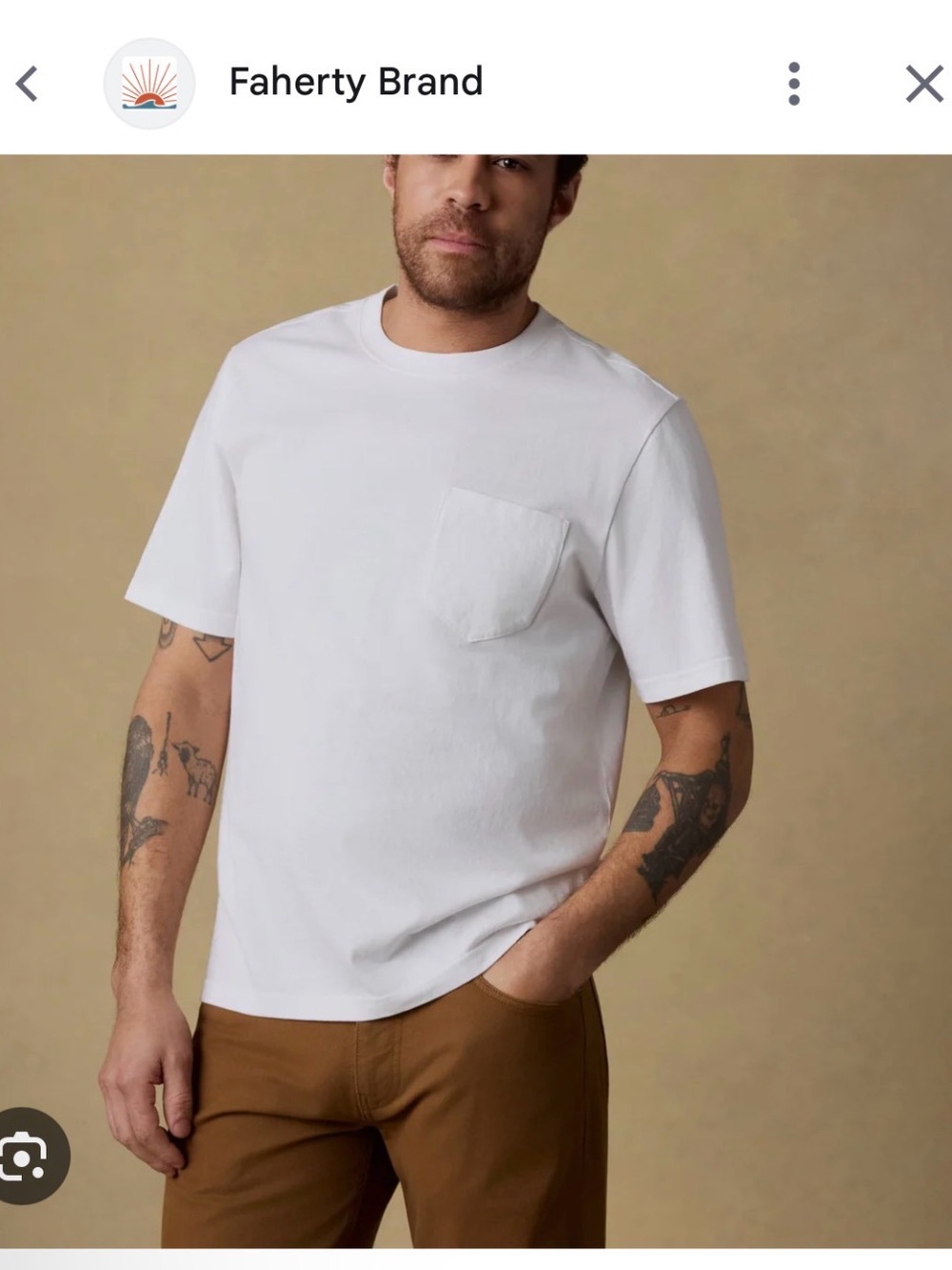 Faherty White Short-Sleeve Pocket Tee